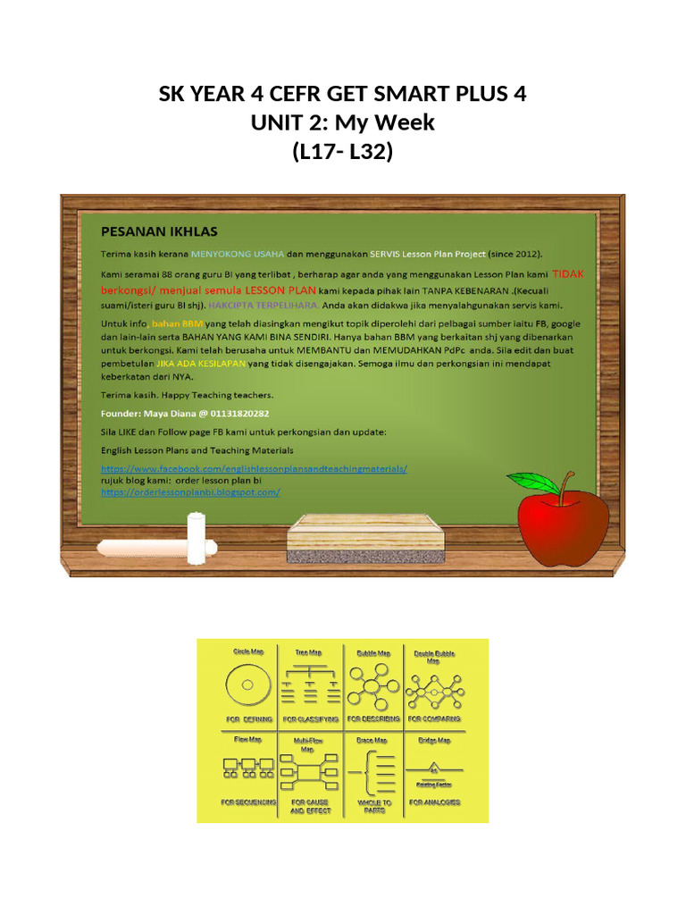 Year 4 CEFR Lesson Plan: My Week | PDF | Lesson Plan | Reading ...