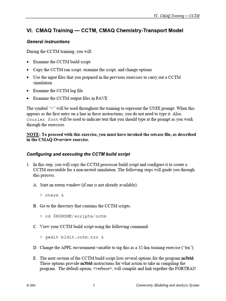 CCTM Training Guide for CMAQ | PDF | Simulation | Diffusion