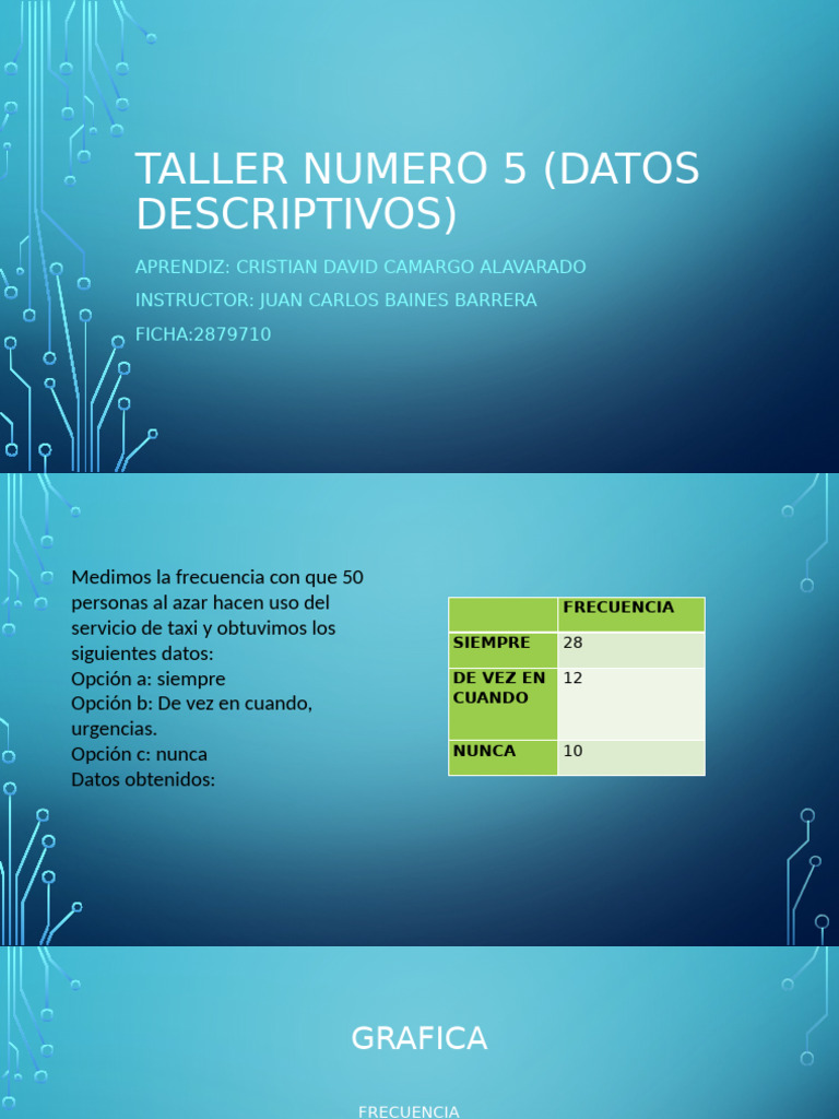 TALLER NUMERO 5 (DATOS DESCRIPTIVOS) | PDF