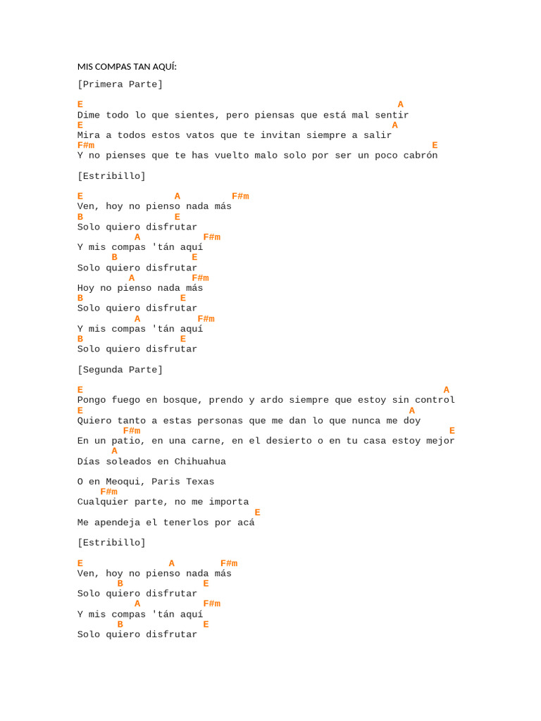 Acordes y letra de 
