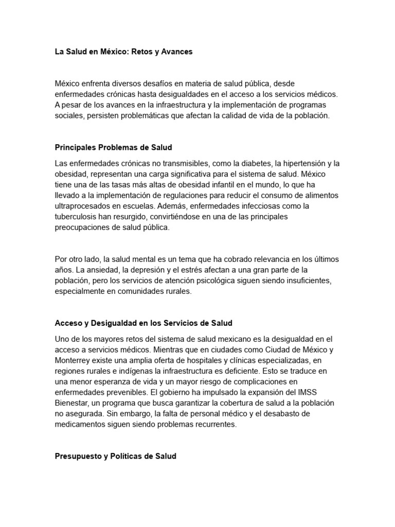 Retos y Avances en Salud en México | PDF | Cuidado de la salud | Obesidad