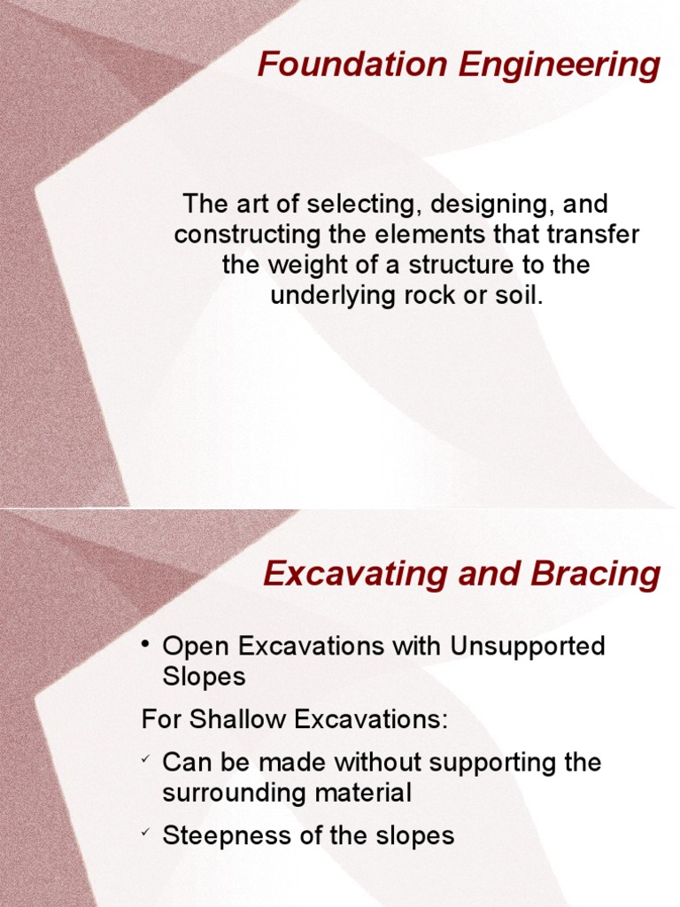 Foundation Engineering and Excavation Techniques | PDF | Deep ...
