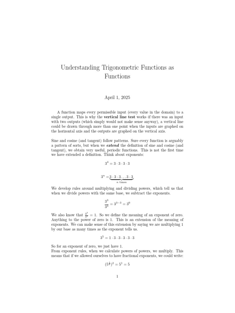 Extending Trigonometric Functions | PDF | Trigonometric Functions ...