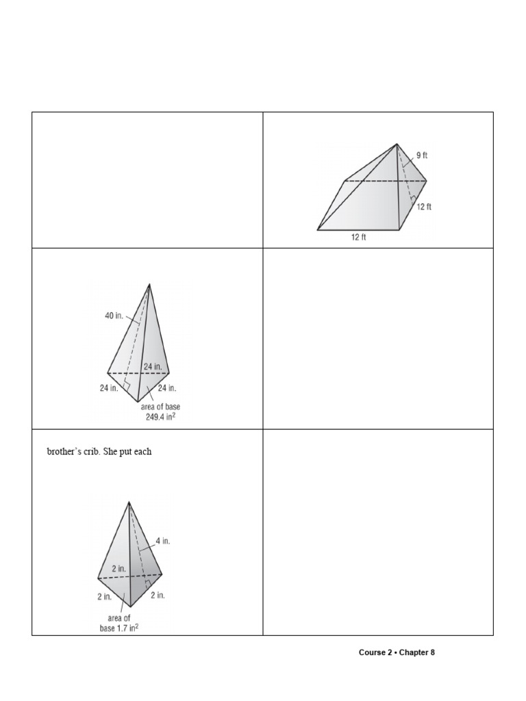 Surface Area of Pyramids Word Problems | PDF | Area | Geometry