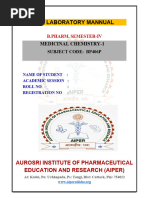 Medicinal Chemistry Lab Manual BP406P | PDF | Titration | Chemistry