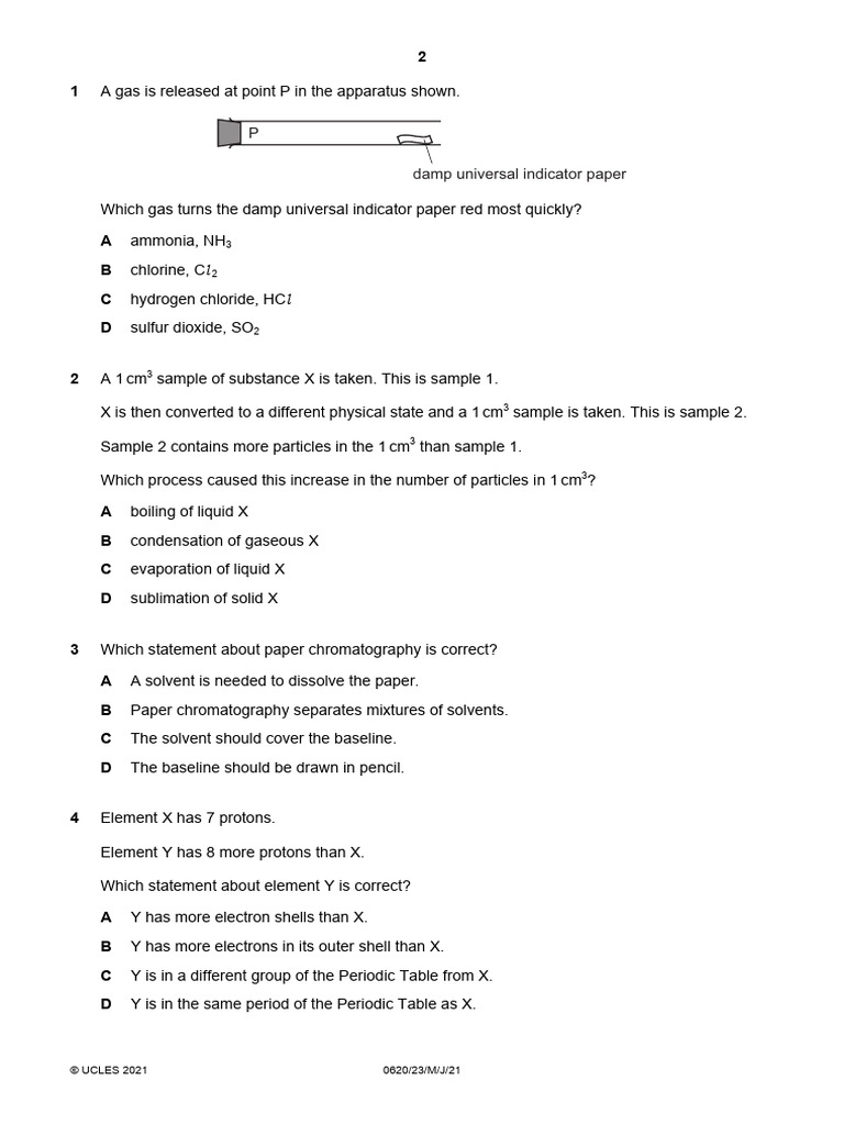 Chemistry Exam Questions and Answers | PDF | Oxide | Chemical Reactions