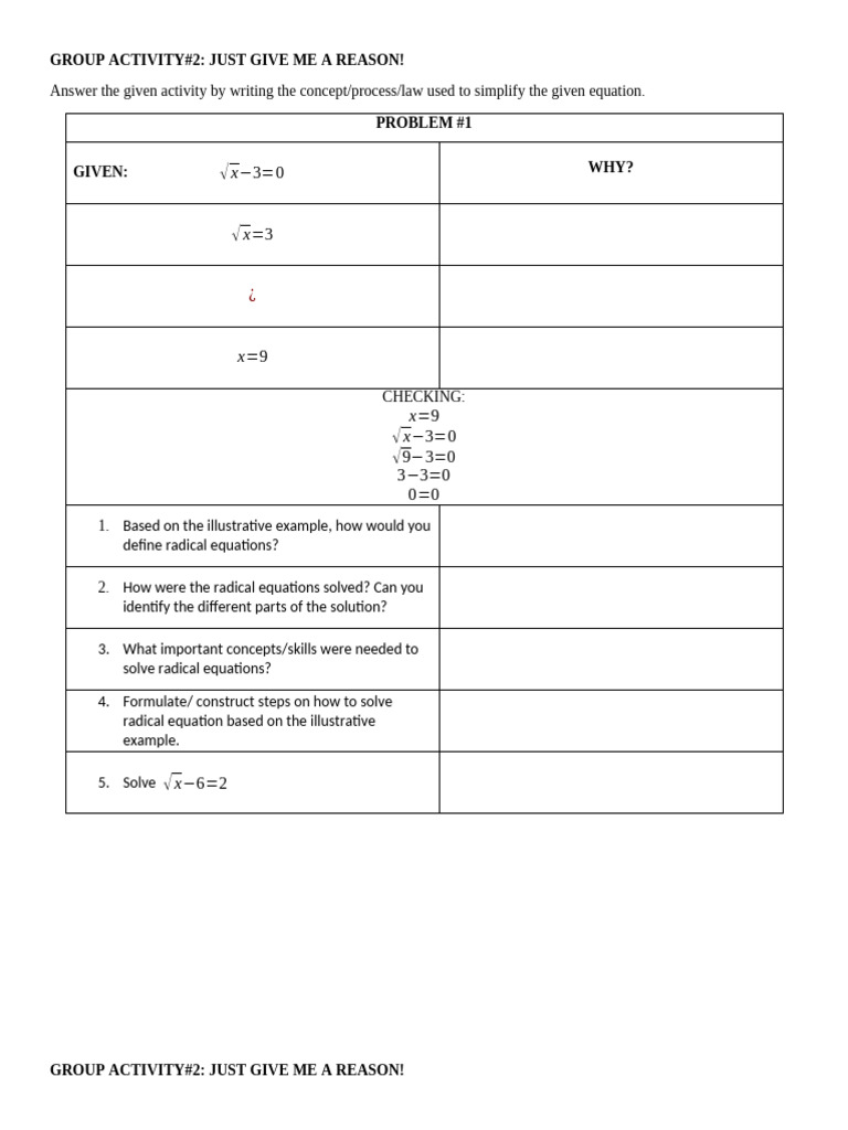 Solving Radical Equations: Step-by-Step Guide | PDF | Equations ...