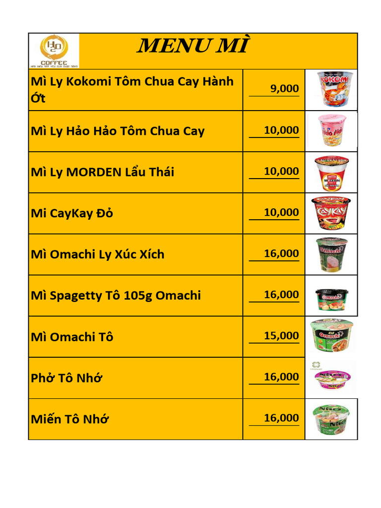 Menu Mì | PDF