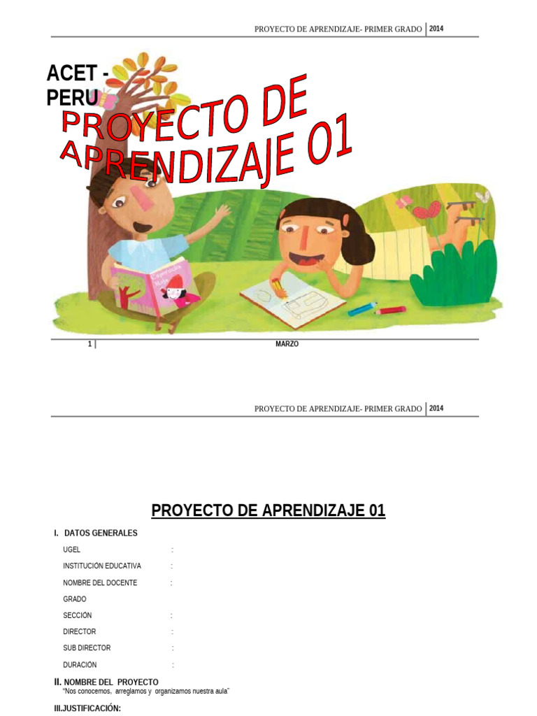 Proyecto de Aprendizaje para Primer Grado | PDF | Aprendizaje | Salón ...
