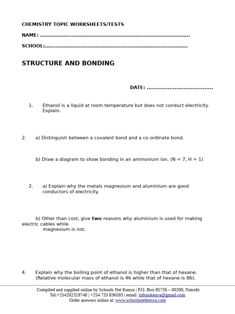 Structure and Bonding Questions | PDF