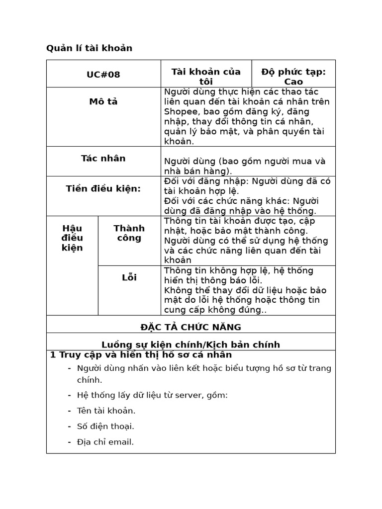 Quản lí tài khoản | PDF