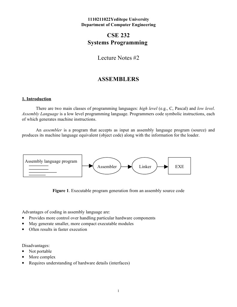 CSE 232: Assembly Language Overview | PDF | Teaching Methods ...