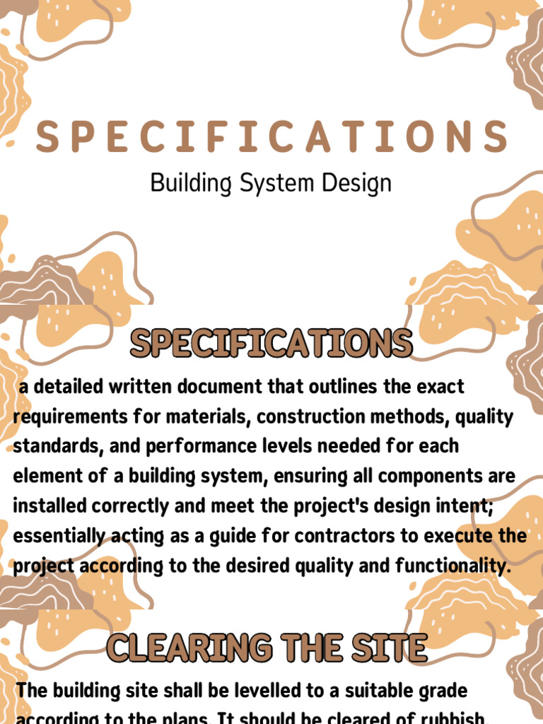 Specifications: Building System Design | PDF | Concrete | Tile