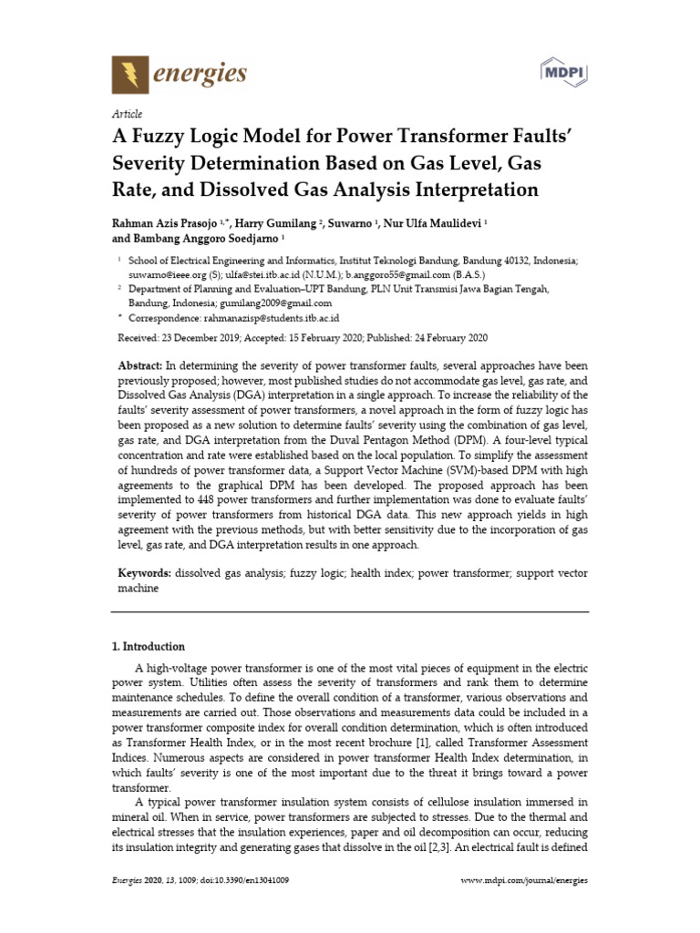 Fuzzy Logic for Transformer Fault Severity | PDF