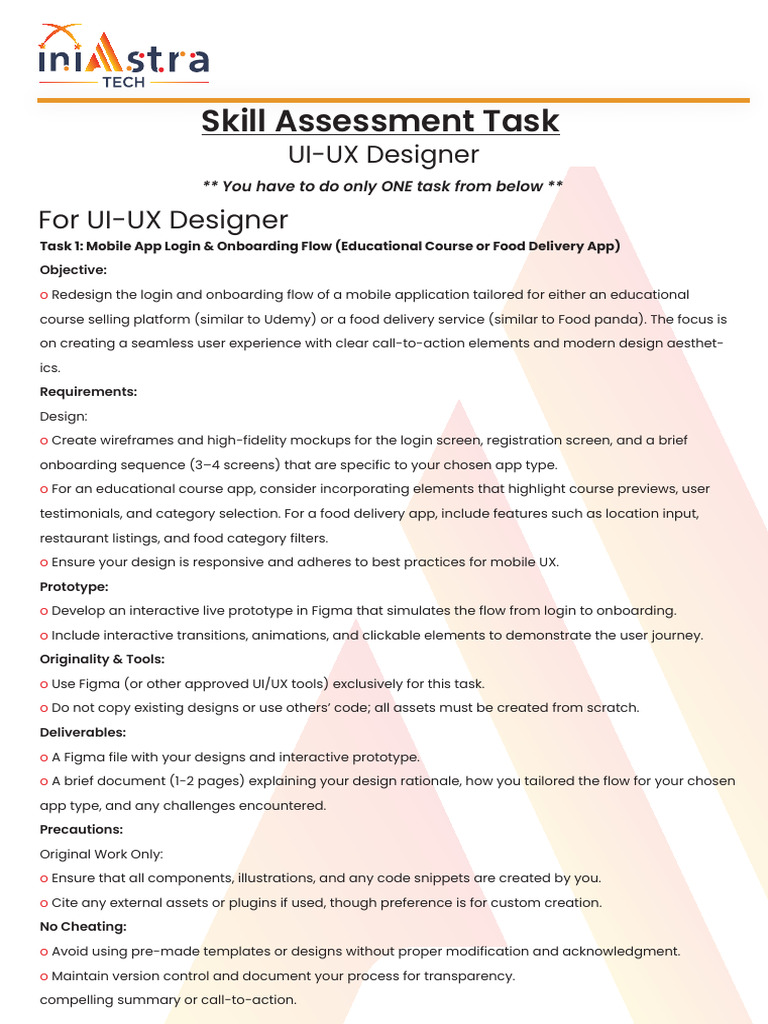 UI-UX Designer Skill Assessment Task | PDF | Mobile App | Computing