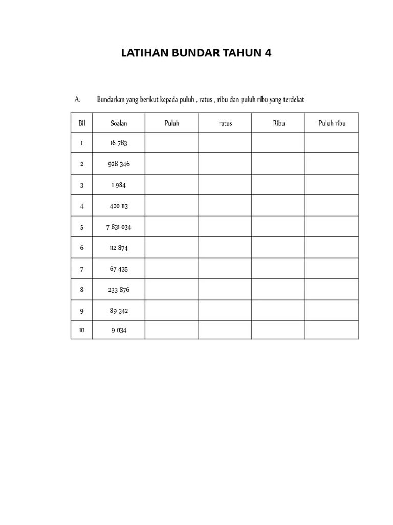Latihan Bundar Tahun 4 | PDF
