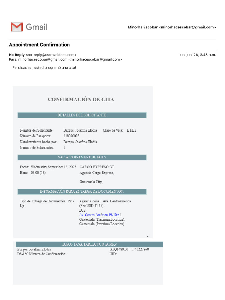 Appointment Confirmation Pdf Visa De Viaje Gobierno Y Personalidad