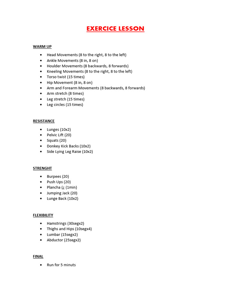 Comprehensive Exercise Routine Guide | PDF