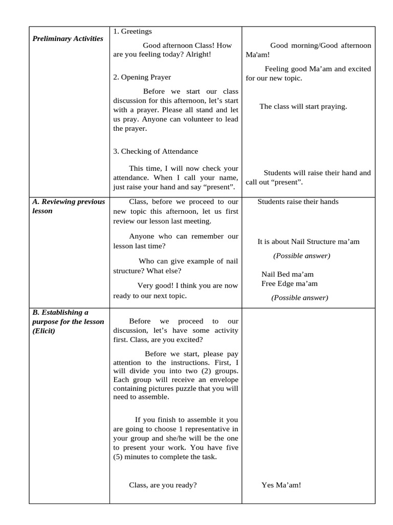 FINAL LESSON PLAN FOR DEMO 4TH GRADING - Copy (2) | PDF | Nail (Anatomy ...