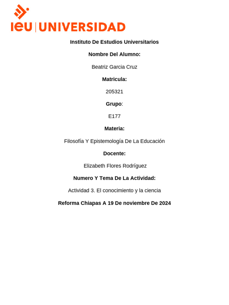 Actividad 3. El Conocimiento y La Ciencia | PDF | Conocimiento | Enseñando