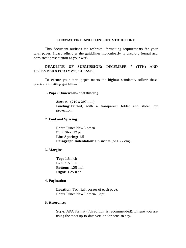 Term Paper Formatting Guidelines | PDF | Theory | Information