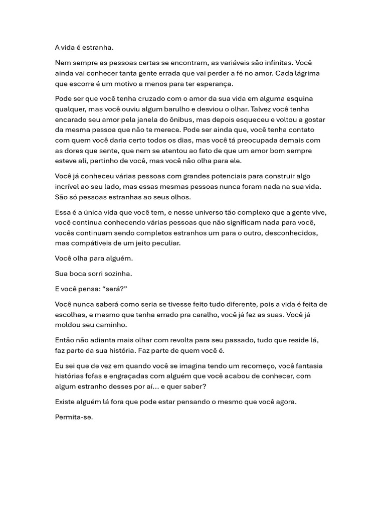 Reflexões sobre o Amor e Estranhos | PDF