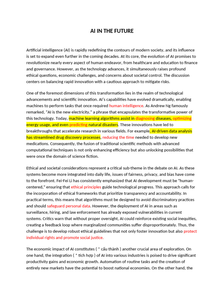 Future of AI: Innovations and Challenges | PDF | Artificial ...