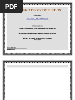 Certificate of Completion