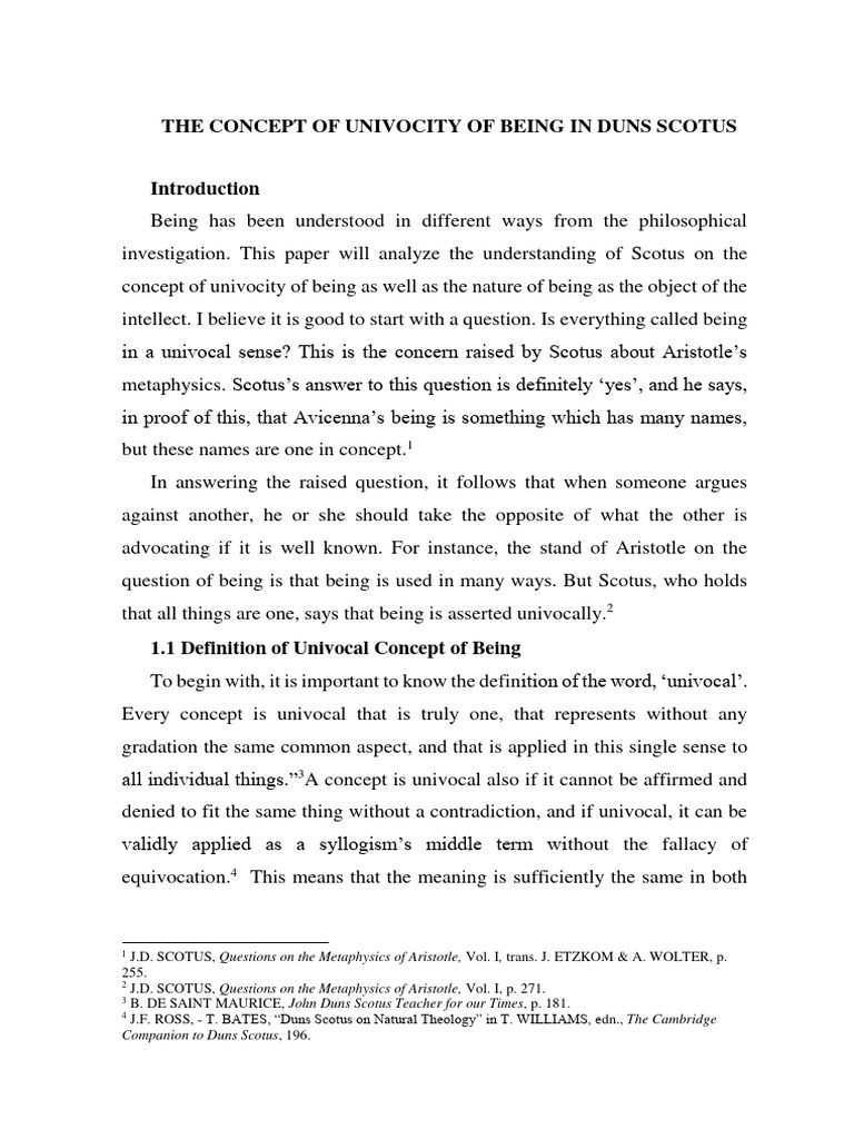 Scotus on Univocity of Being Explained | PDF | Nous | Argument