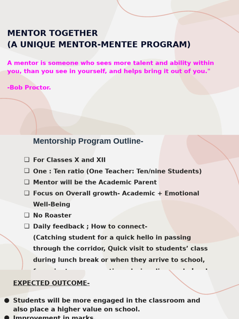 Unique Mentor-Mentee Program Overview | PDF | Mentorship | Psychology
