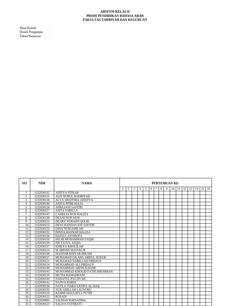 Absen Terbaru | PDF
