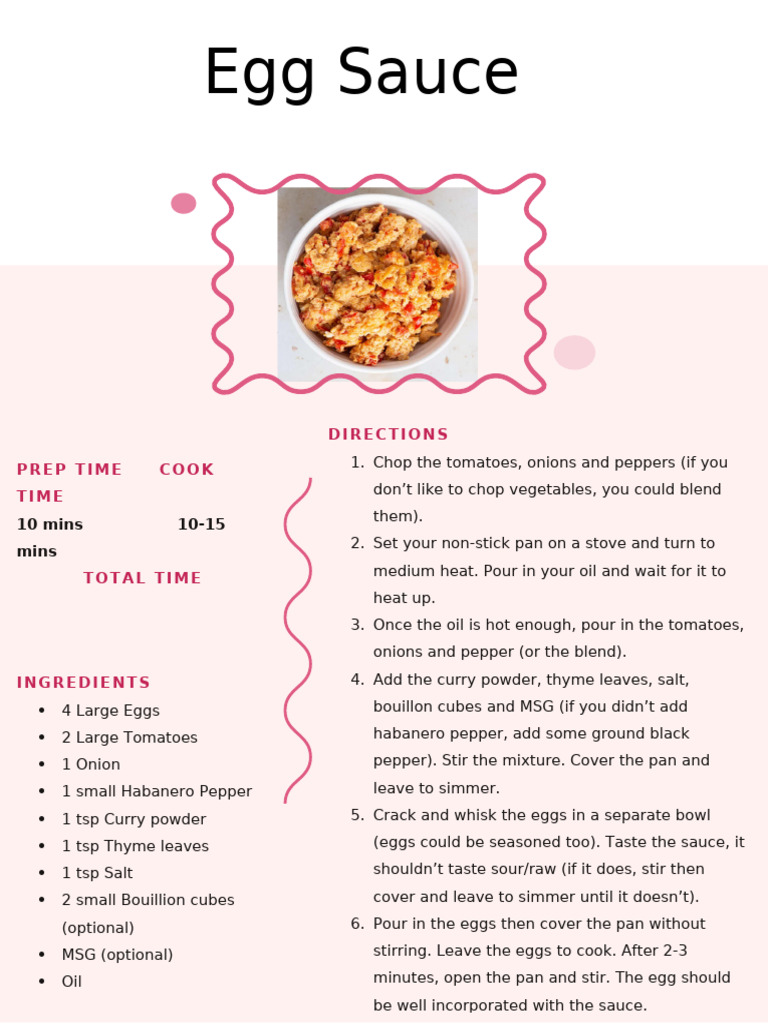 Quick and Easy Egg Sauce Recipe | PDF