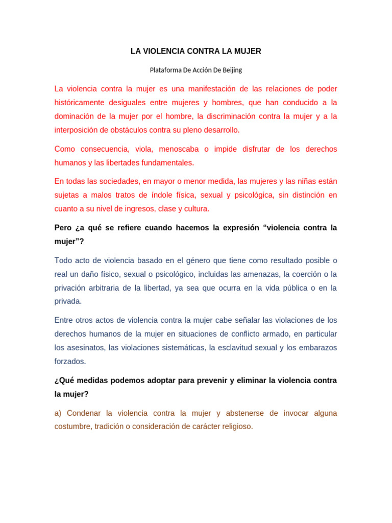 La Violencia Contra La Mujer | PDF | La violencia contra las mujeres ...
