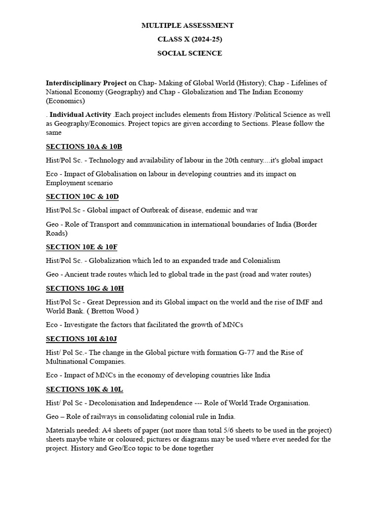 Class 10 Interdisciplinary Project Guide | PDF