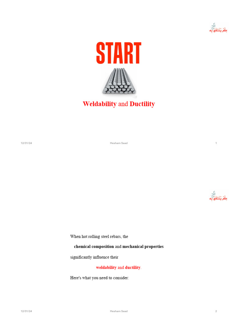 Weldability and Ductility of Steel Rebars | PDF | Ductility | Strength ...