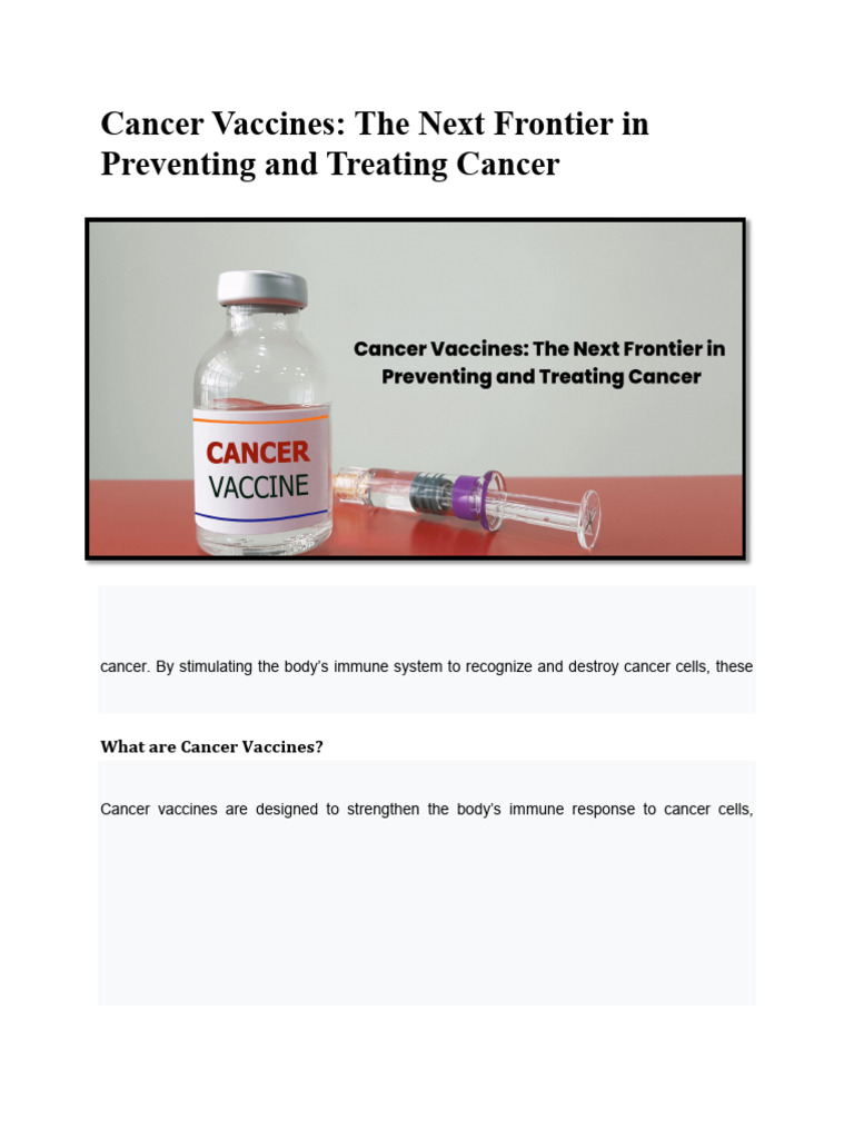 Cancer Vaccines: Innovations in Treatment | PDF | Cancer | Vaccines