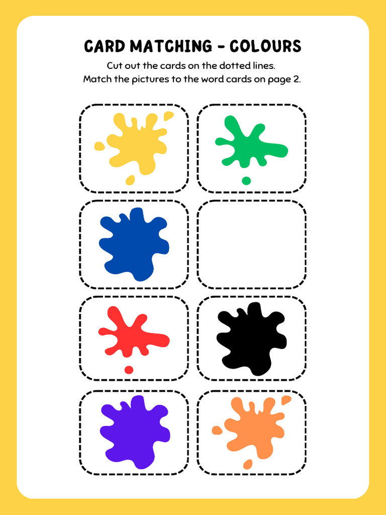 Colours Word and Picture Matching Printable Worksheet in Colorful ...