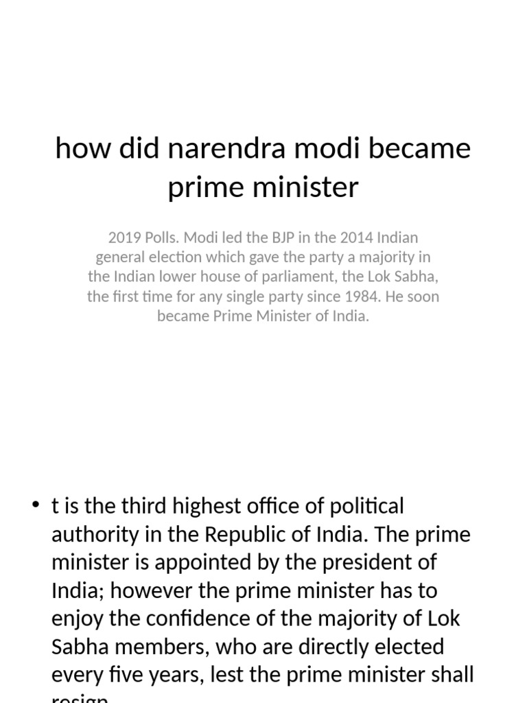 How Did Narendra Modi Became Prime Minister | PDF | Government | Governance