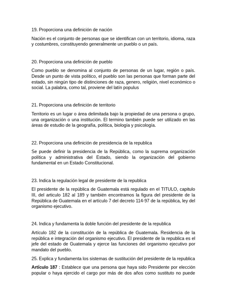 Definiciones clave de nación y gobierno | PDF | República | Presidentes ...