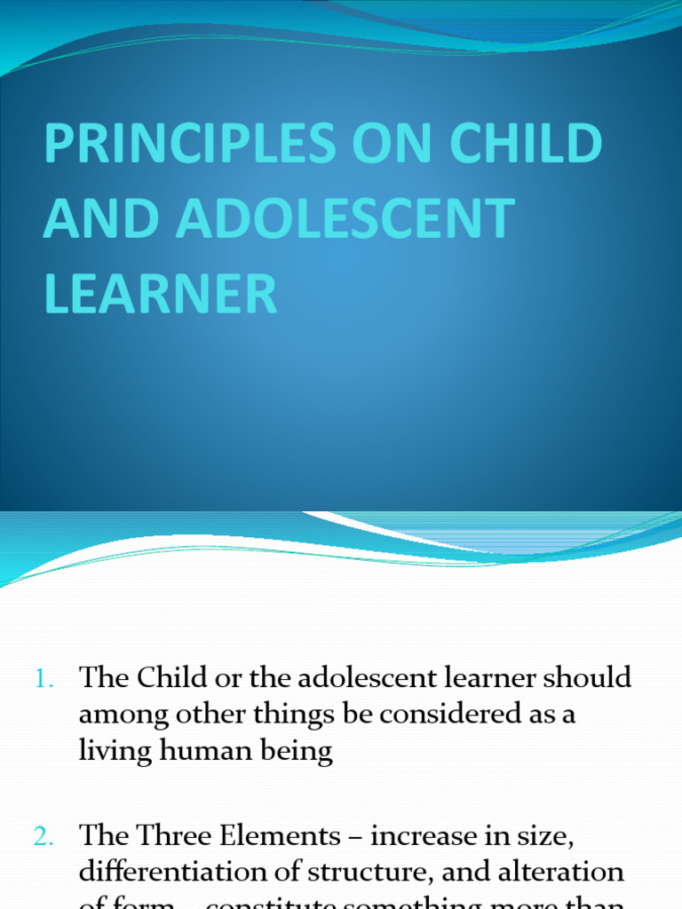 Principles of Child and Adolescent Learning | PDF