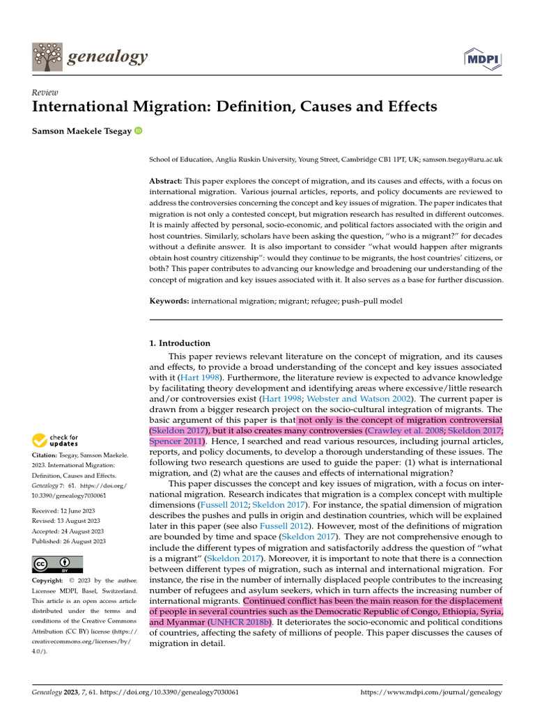 International Migration: Causes and Effects | PDF | Human Migration ...