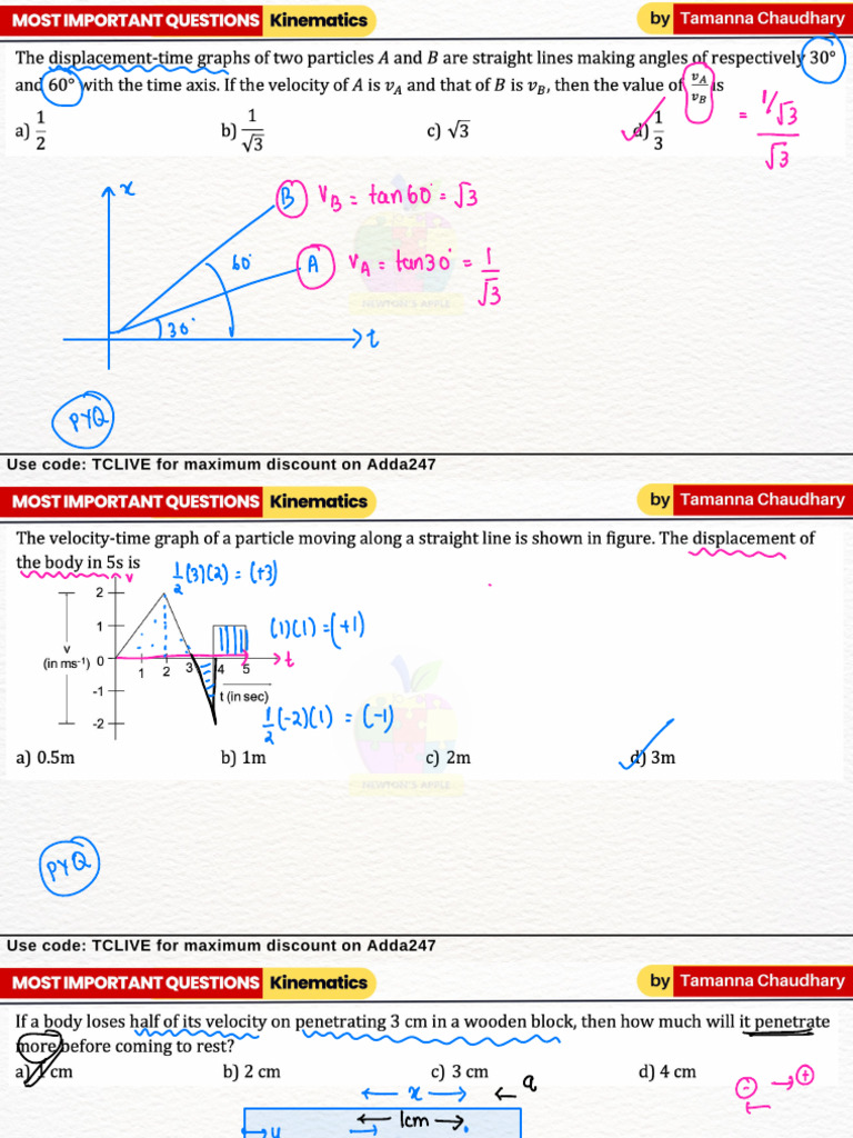 Physics Motion and Kinematics Problems | PDF