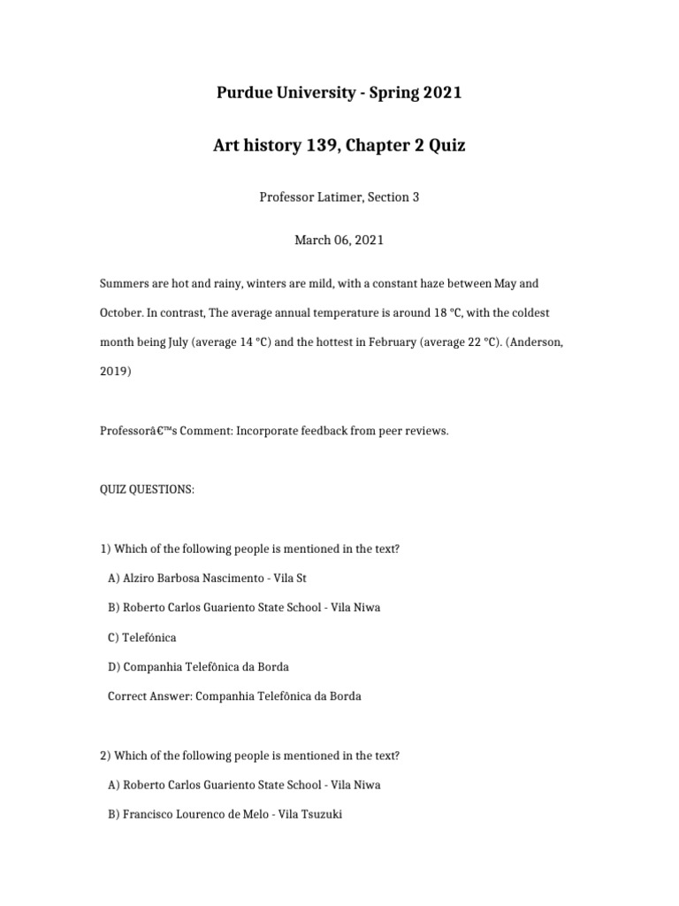 Art History 139 Chapter 2 Quiz | PDF