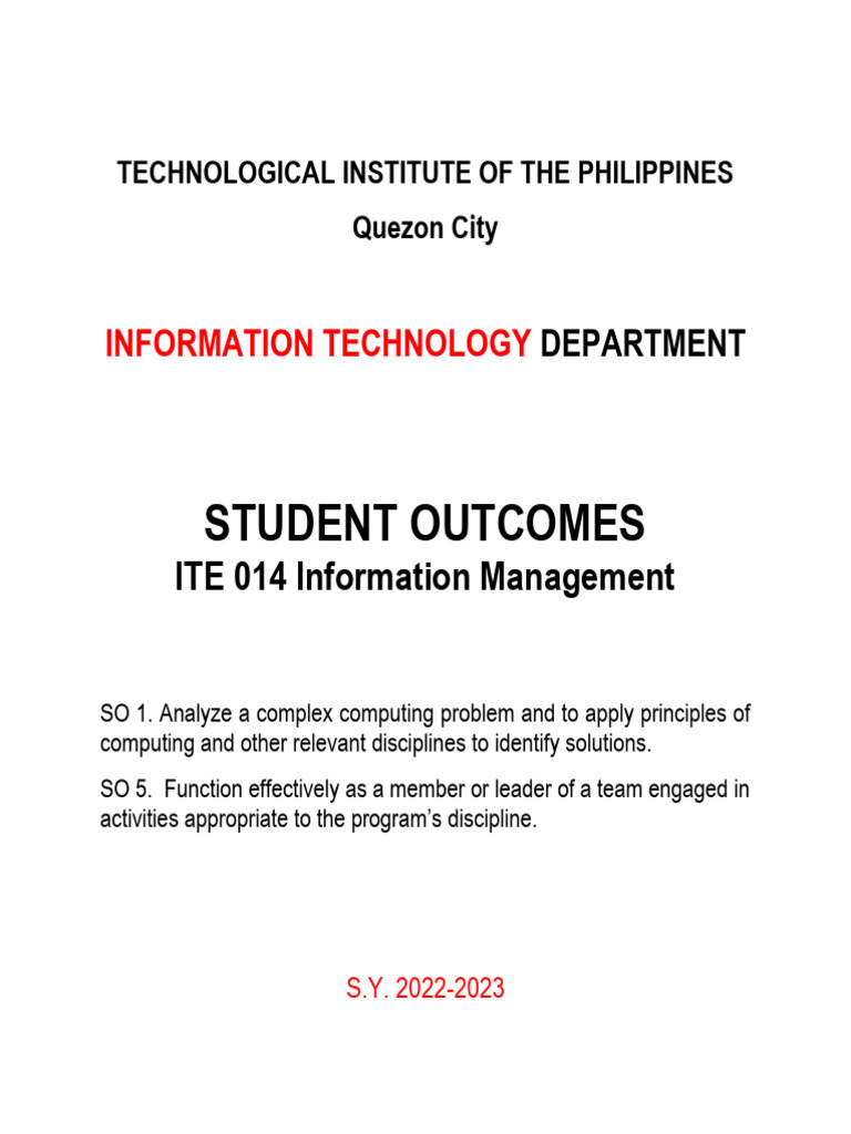 ITE 014 Information Management | PDF | Knowledge | Computing