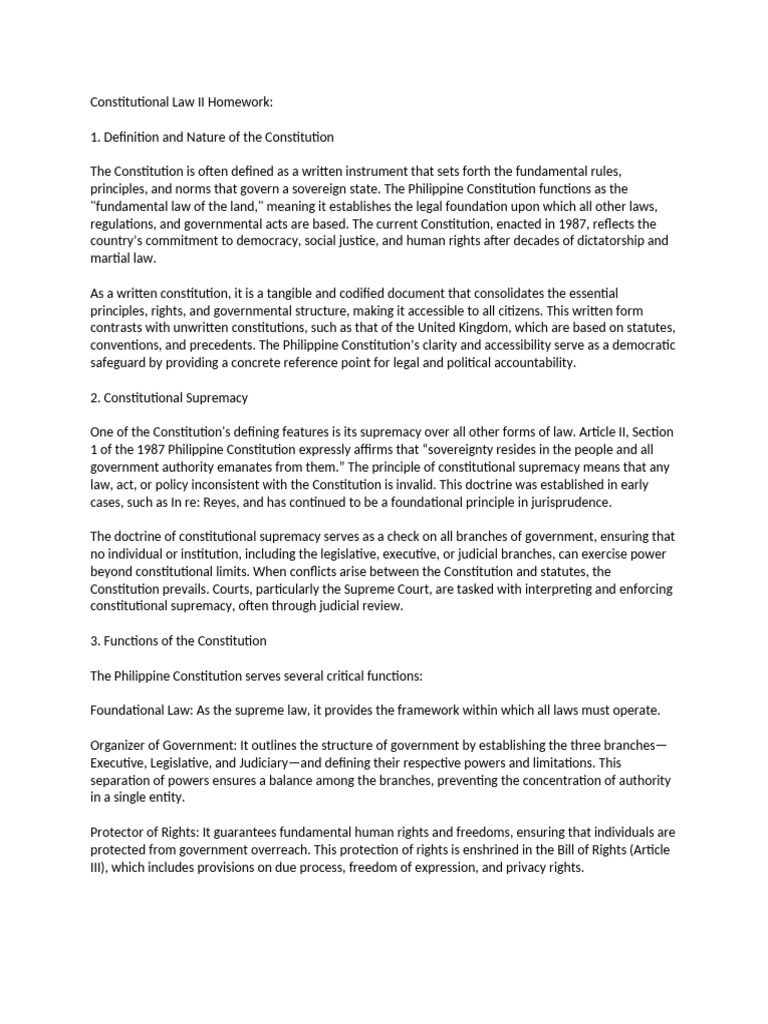 Philippine Constitutional Law Overview | PDF | Constitution | Police ...