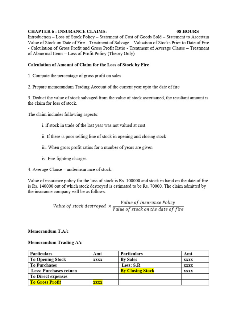 Fire Insurance Claim Calculation Guide | PDF