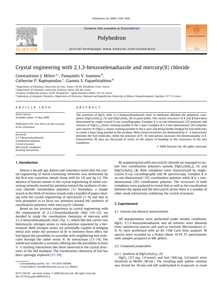 Crystal Engineering of Mercury(II) Complexes | PDF | Coordination ...