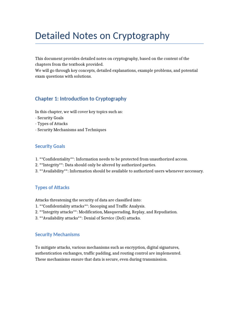 Comprehensive Cryptography Notes | PDF