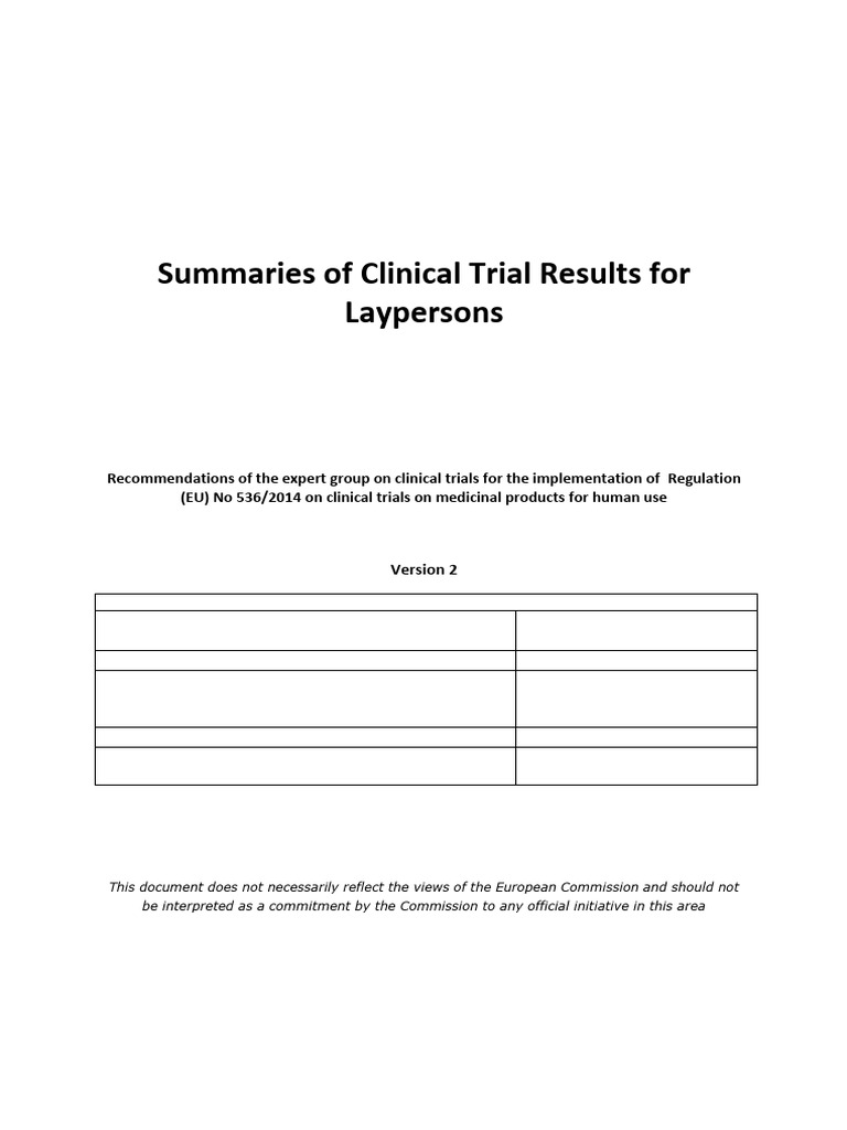 Clinical Trial Summaries for Laypersons | PDF | Phases Of Clinical ...