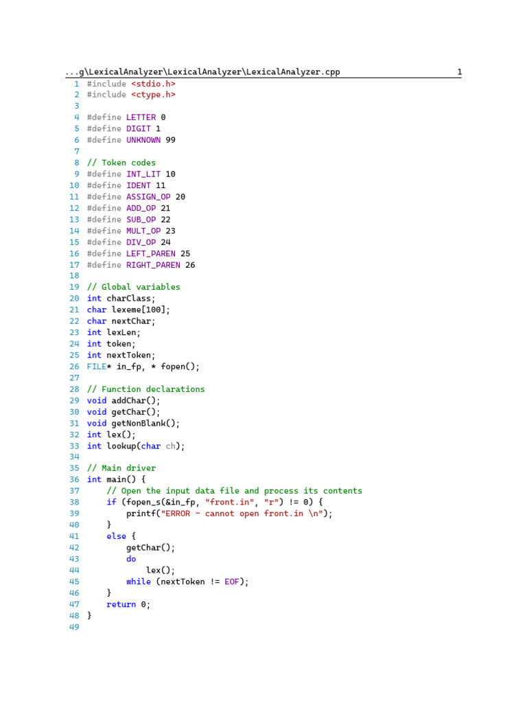Lexical Analyzer Implementation | PDF | Programming Paradigms ...